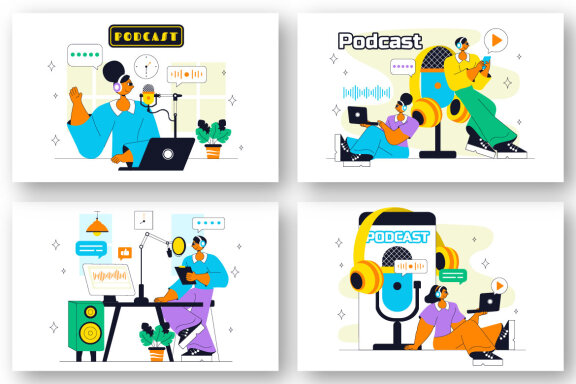 10 Podcast Studio Illustration
