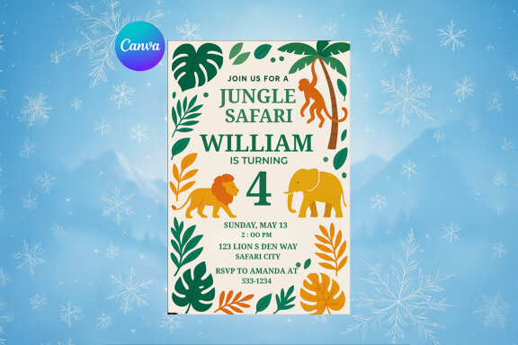 Safari Birthday Invitation FREE Canva Template