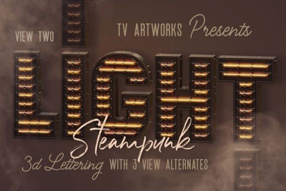 Steampunk Neon 3D Lettering View 2
