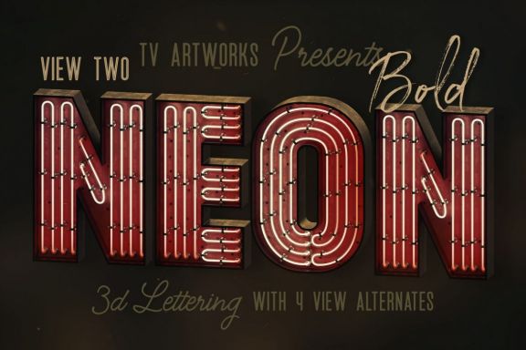 Bold Neon 3D Lettering View 2