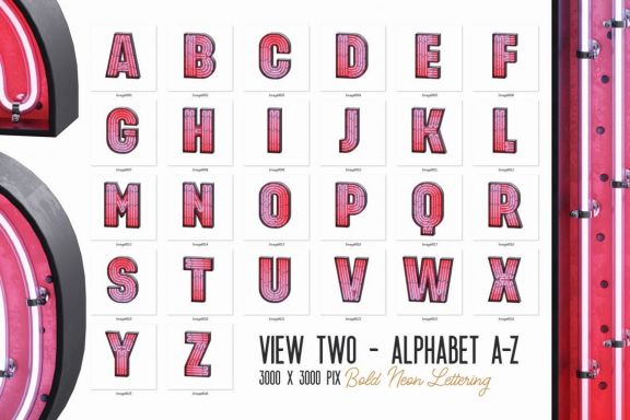 Bold Neon 3D Lettering View 2