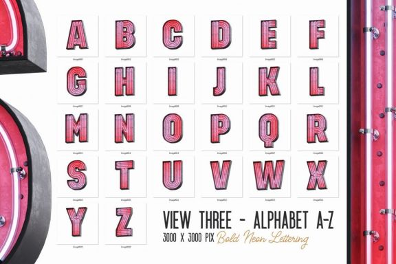 Bold Neon 3D Lettering View 3