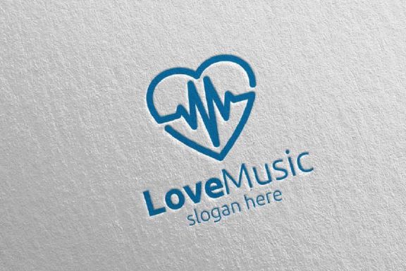 Love Music Logo with Note and Love Concept 62