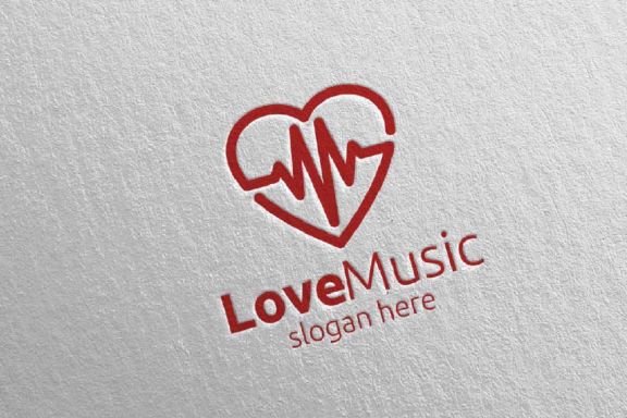 Love Music Logo with Note and Love Concept 62