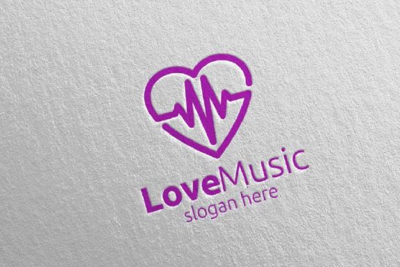 Love Music Logo with Note and Love Concept 62