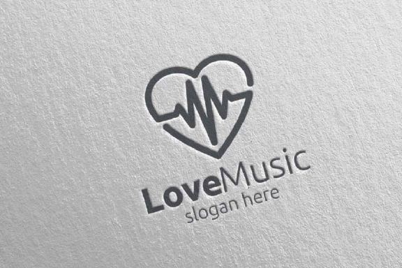 Love Music Logo with Note and Love Concept 62