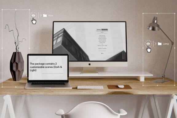 Free Customizable Workspace Mockup