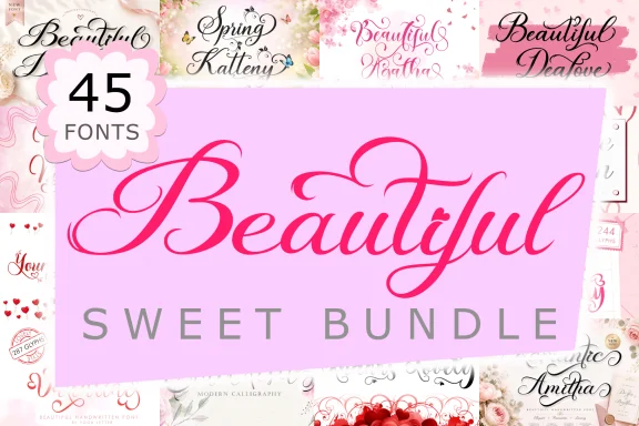 Beautiful Sweet Bundle - 45 Fonts