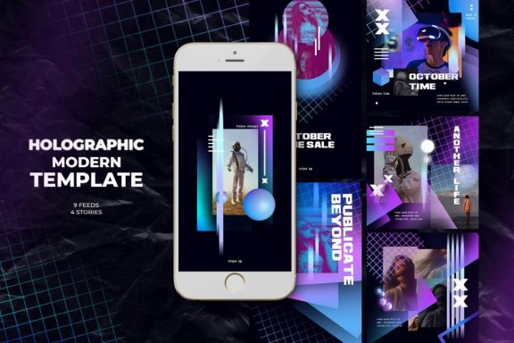 Holographic Modern Instagram Templates