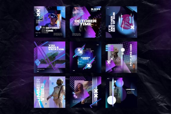 Holographic Modern Instagram Templates