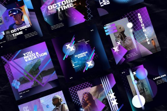 Holographic Modern Instagram Templates