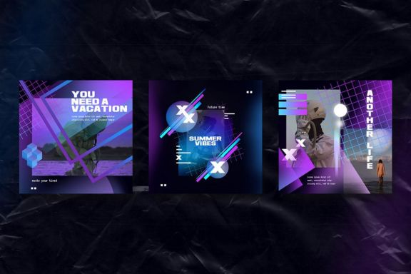 Holographic Modern Instagram Templates