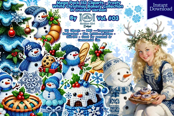 Megapack of 153 Premium Cliparts | Frosty White Christmas Bakery Vol. 3