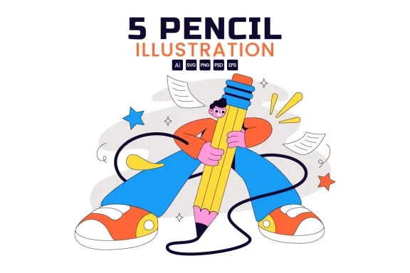 5 Pencil Vector Illustration