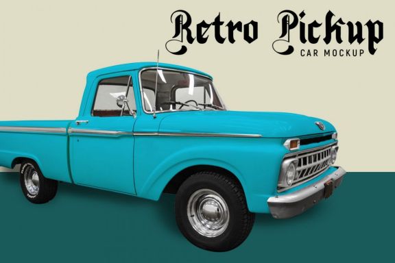 Retro pickup car mockup