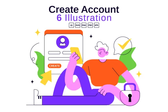 6 Create Account Vector Illustration