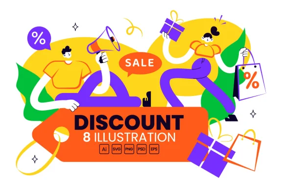 8 Discount Vector Illustration