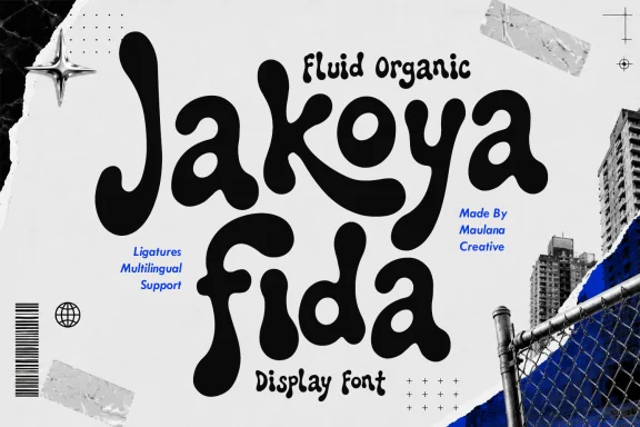 Jakoya Fida Fluid Organic Display Font Ligatures