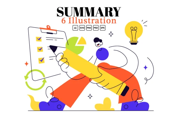 6 Summary Vector Illustration