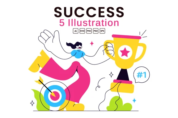 5 Success Vector Illustration