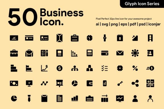 50 Business Icon Glyph