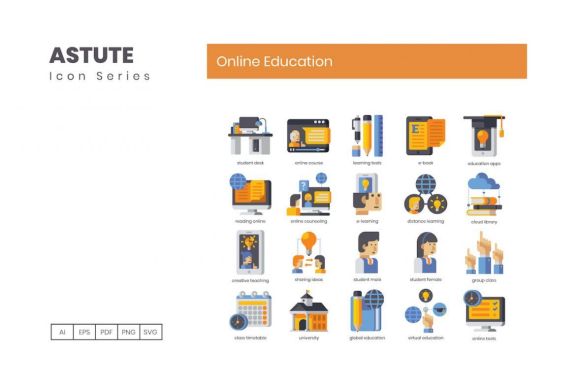 110 Online Education Icons | Astute