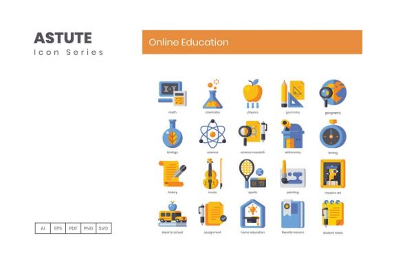 110 Online Education Icons | Astute