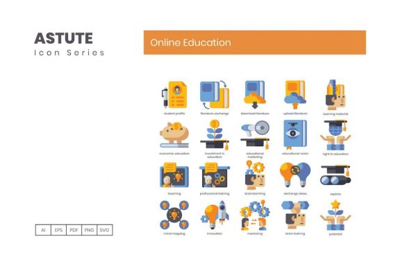 110 Online Education Icons | Astute