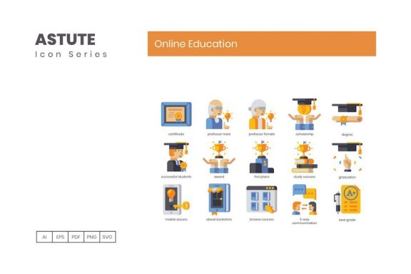 110 Online Education Icons | Astute