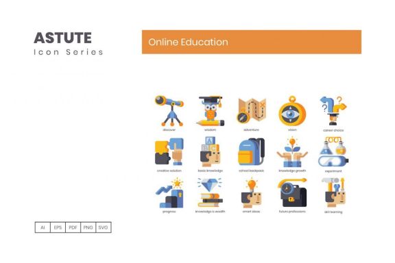 110 Online Education Icons | Astute