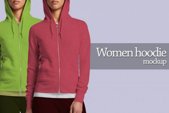 Women Hoodie Zipper Mock-up