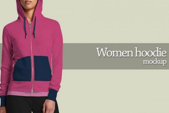 Women Hoodie Zipper Mock-up