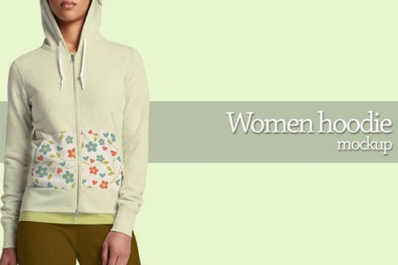 Women Hoodie Zipper Mock-up
