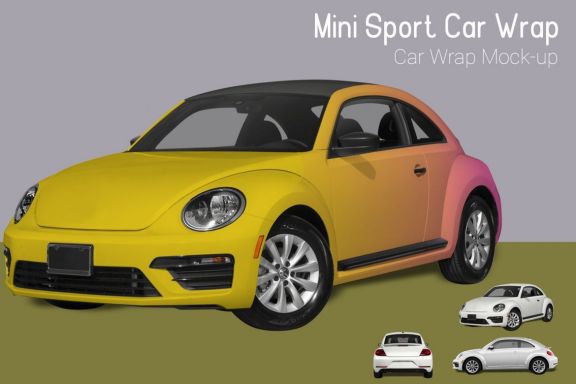 Mini Sport Car Wrap Mock-up