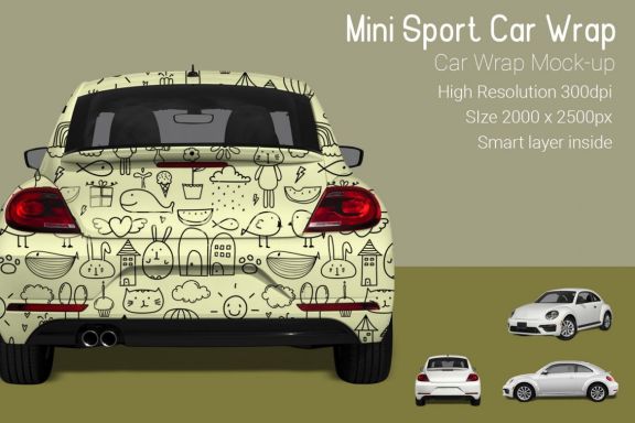 Mini Sport Car Wrap Mock-up