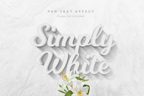 Simply White 3d text effect template