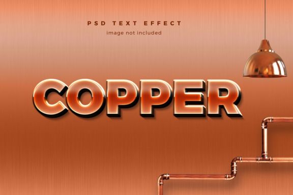 Copper 3d text effect template