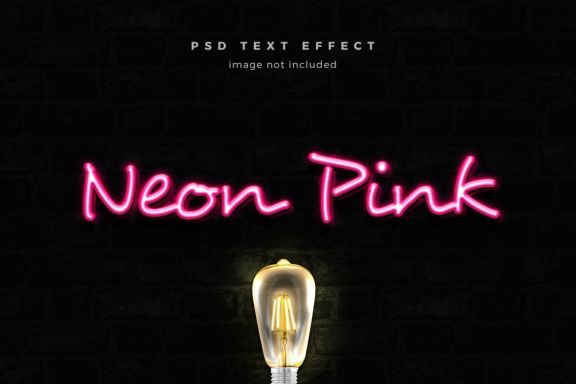Neon Pink 3d text effect template