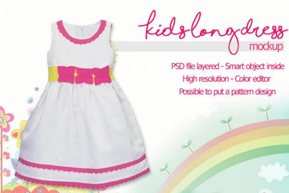 Kids Long Dress Mock-up