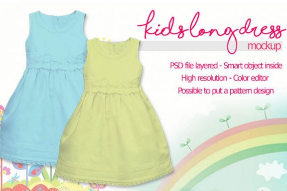 Kids Long Dress Mock-up
