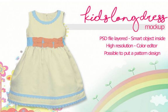 Kids Long Dress Mock-up