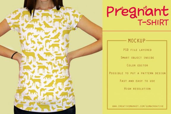 Pregnant T-shirt Mock-up Vr2