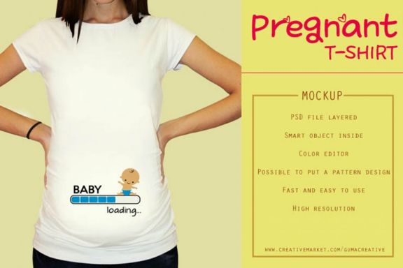Pregnant T-shirt Mock-up Vr2