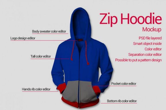 Zipp Hoodie Mock-Up