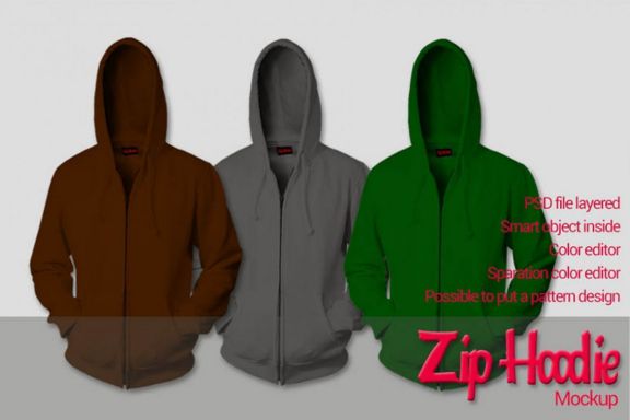 Zipp Hoodie Mock-Up