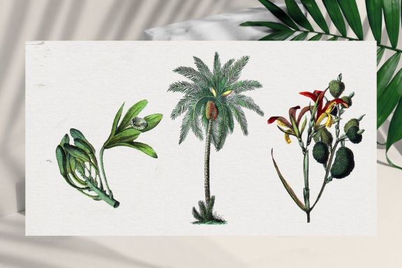 Vintage botanical set - tropical palms