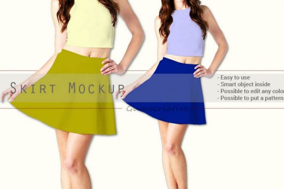 Flowy mini hotsell skirt mockup