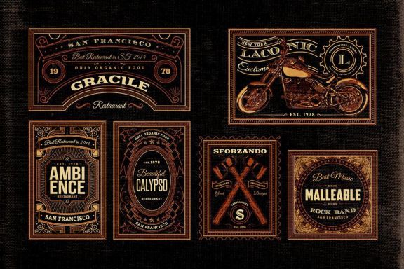 Rectangle Vintage Badges v.1