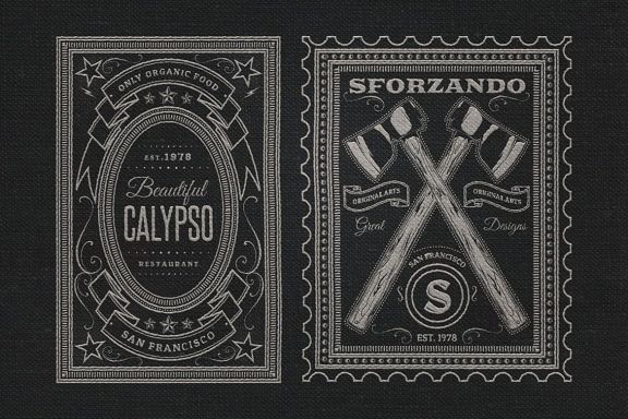 Rectangle Vintage Badges v.1