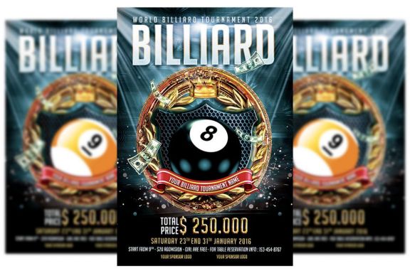 Billiard Tournament Flyer Template 